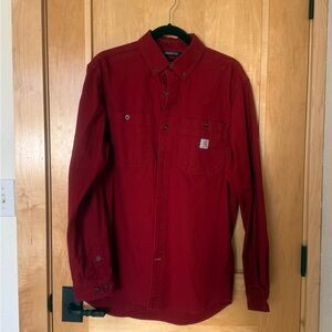 Carhartt Red Rugged Flex Relaxed Fit Button Down